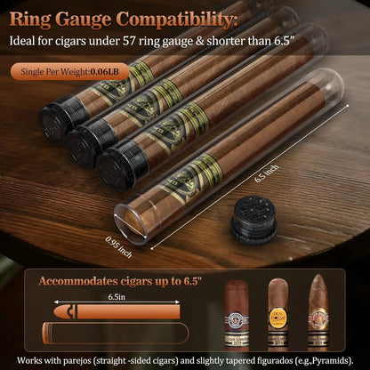 Leather Cigar Case Portable Travel Bag with 4 Tubes and Accessories