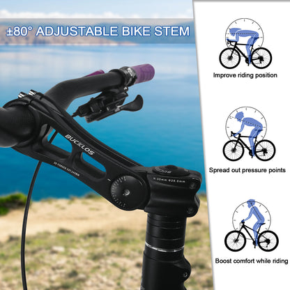 Adjustable Bicycle Handlebar Stem BUCKLOS 3D Forged MTB Road Bike Riser