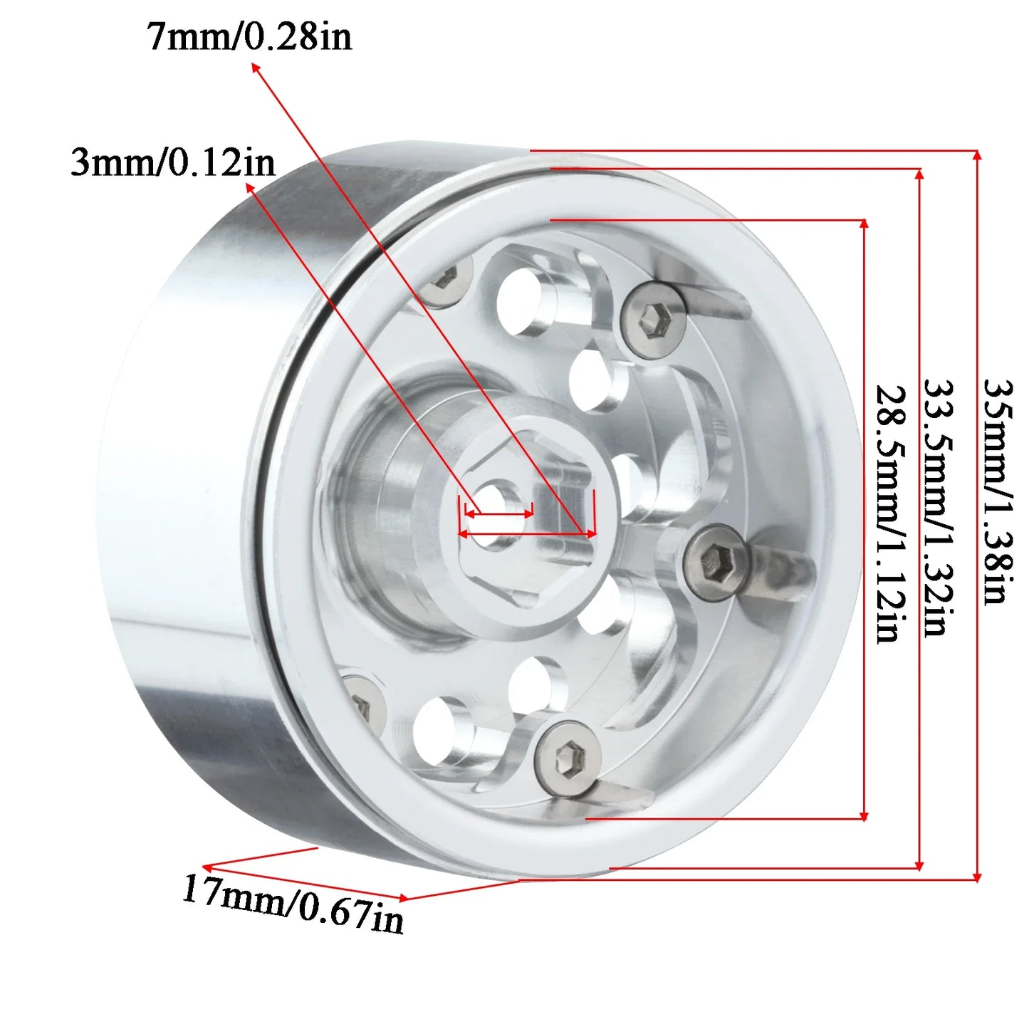 4Pcs CNC Aluminium 1.3in Beadlock Wheels 1/18 1/24 RC Crawler Rims