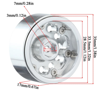 4Pcs CNC Aluminium 1.3in Beadlock Wheels 1/18 1/24 RC Crawler Rims