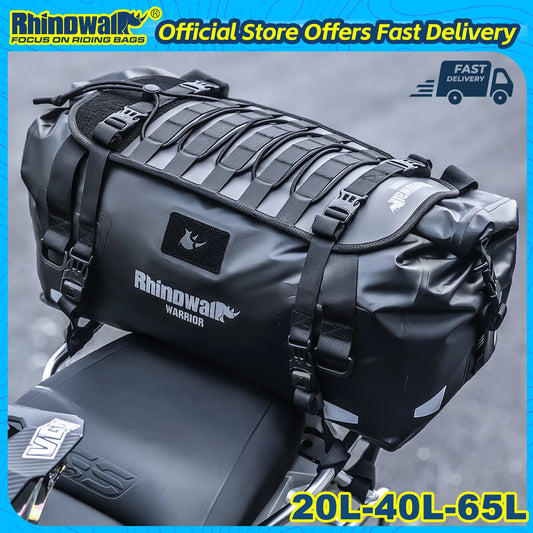 Rhinowalk Motorcycle Saddle Bag 20/40/65L Waterproof Tail Seat Luggage MOLLE