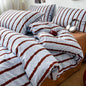 3pcs Pink Striped Duvet Cover Bedding Set with Pillowcases Soft Cotton 150x200cm