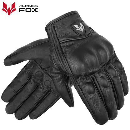 Vintage Leather Motorcycle Gloves Retro Protective Touchscreen Perforated Unisex