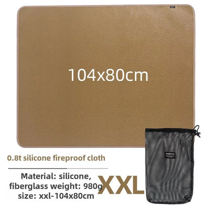 Outdoor Camping Fireproof Cloth BBQ Insulation Mat Flame Retardant Fiberglass Pad