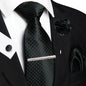Men's Plaid Tie Clip Set with Pocket Square Cufflinks Wedding Accessories