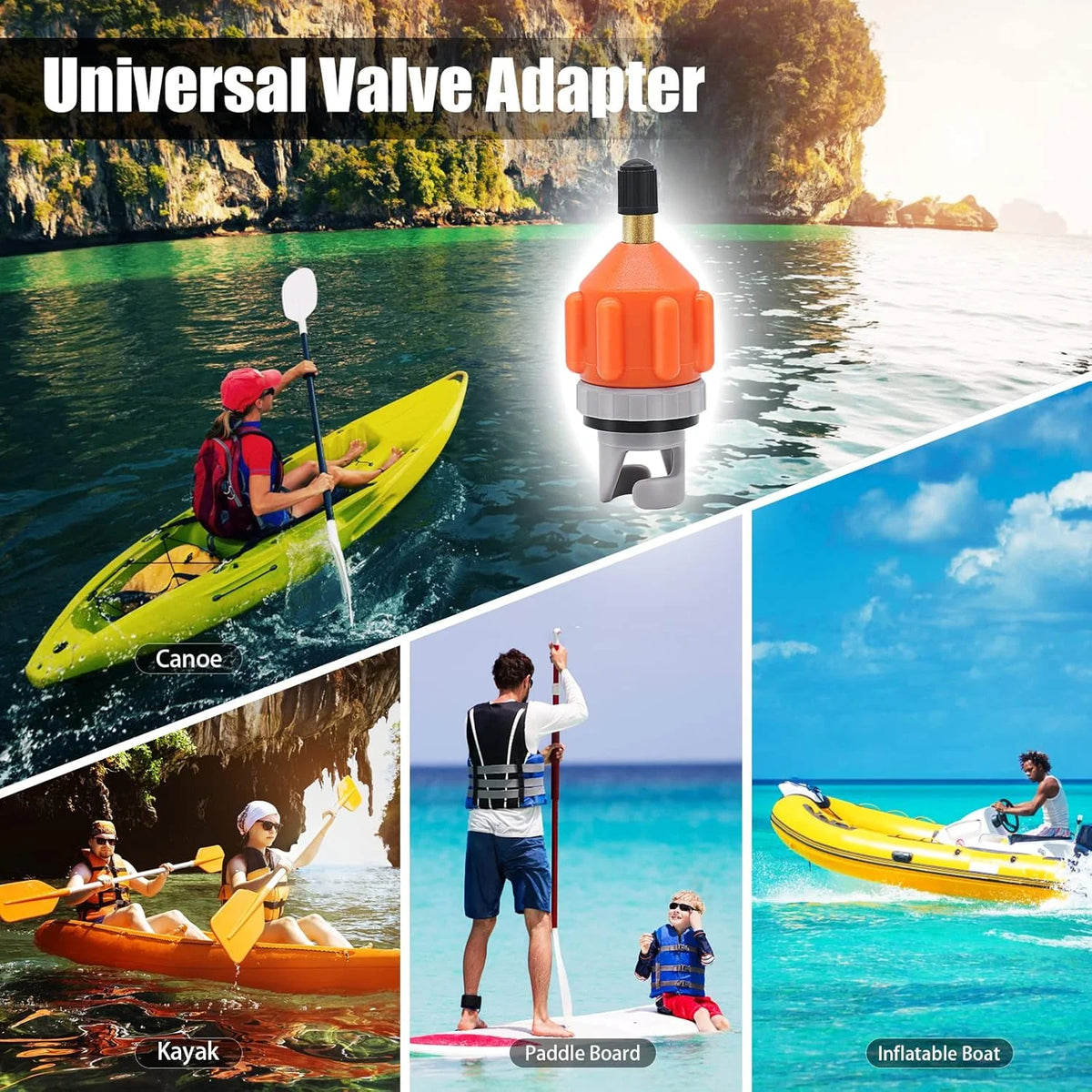 Air Pump Adapter Inflatable Valve for Paddle Board Kayak Boat Compressor