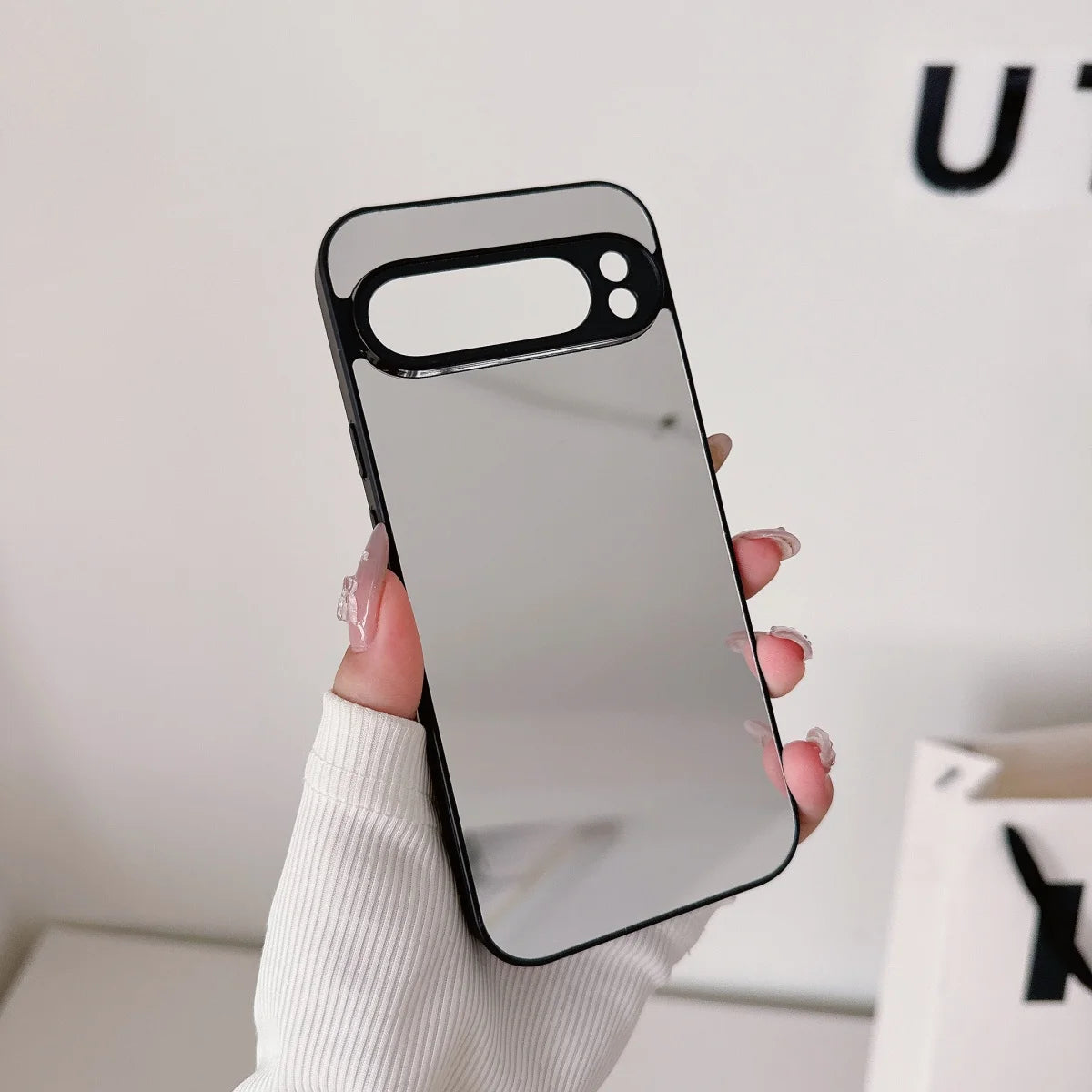 Mirror Shockproof Phone Case for Google Pixel 6-10 Pro XL A-Series Black Edge