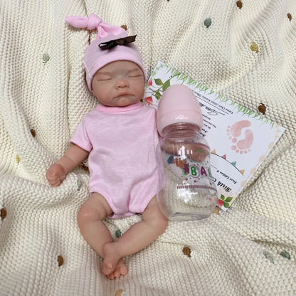 AnjoDoll 10 Inch Full Body Silicone Reborn Girl Doll Painted Washable Soft