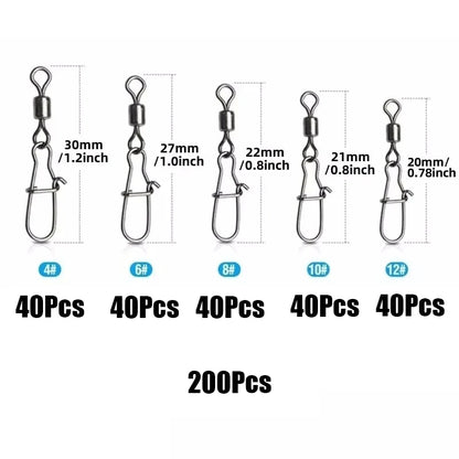 Stainless Steel Bearing Duo-lock Connector Fishing Snaps 200Pcs