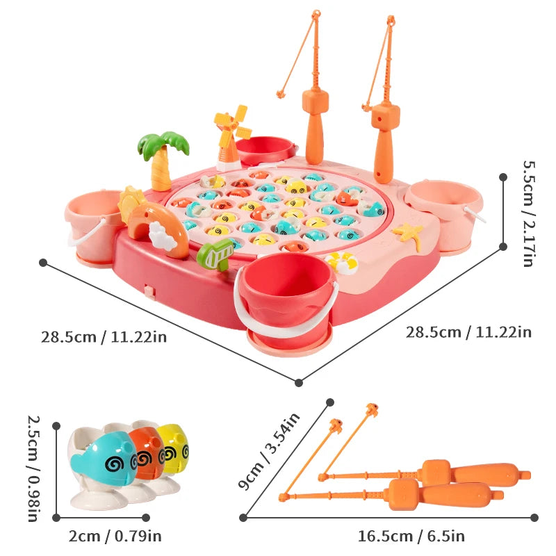 Kids Magnetic Fishing Play for Children Electric Fishing Toy Have Music Spinning Game Fish Rod Education Baby 3 Year Gifts-EXPROTAS