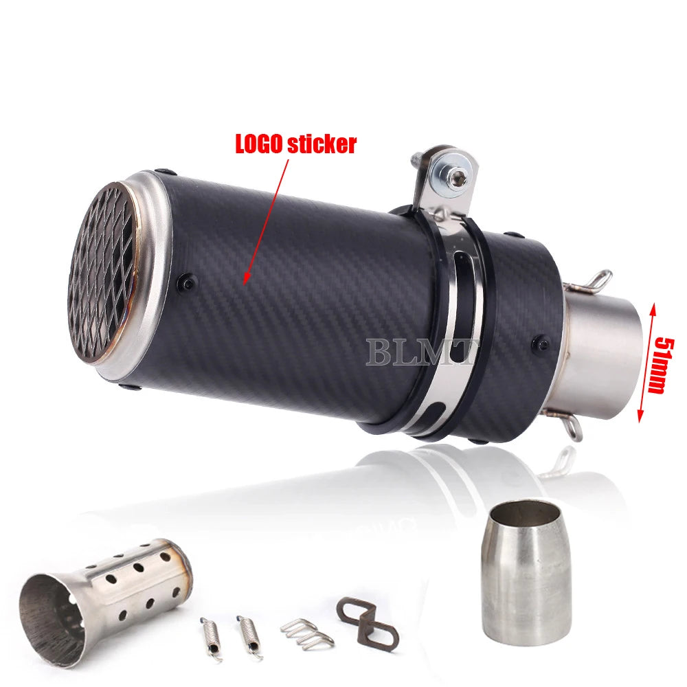 Universal Stainless Steel Slip-On Exhaust Muffler Carbon Look with DB Killer 51-60mm