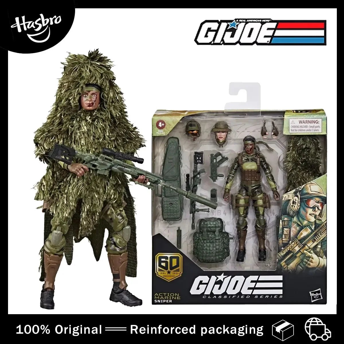Original Hasbro G.I. Joe Classified Series Anniversary Action Marine-Sniper Action Figure Model Toy Gift Collection