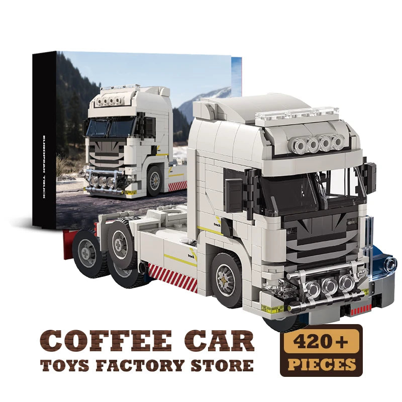 MOC Truck Head Container Trailer Building Blocks City Shipping Vehicle Toy Set