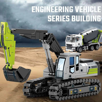 SEMBO Engineering Vehicle Building Blocks MOC Excavator Mixer Truck DIY Model Toy Gift