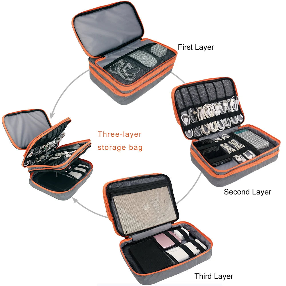 Electronic Accessories Organizer Travel Cable Bag Large Capacity for iPad