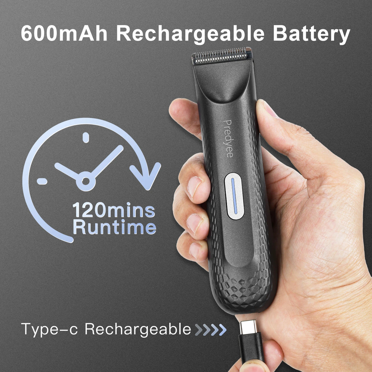 Electric Groin Hair Trimmer for Men Waterproof Ceramic Blade Body Groomer