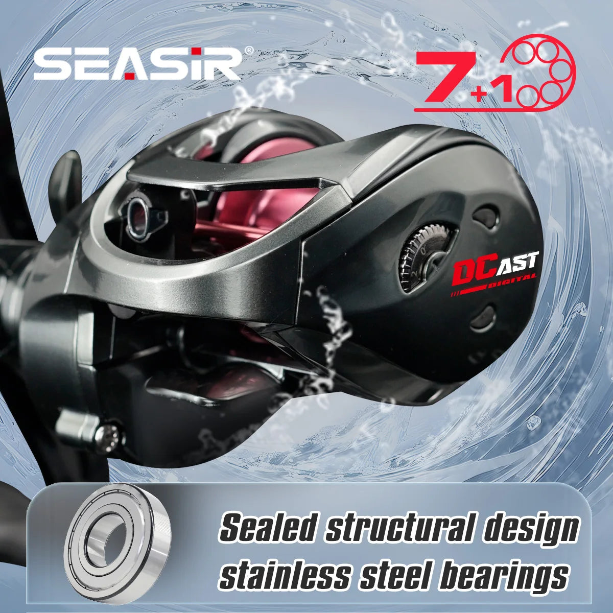 DC Baitcasting Reel Digital Control Seasir DCAST 7.3:1 7+1BB 8.5kg Drag