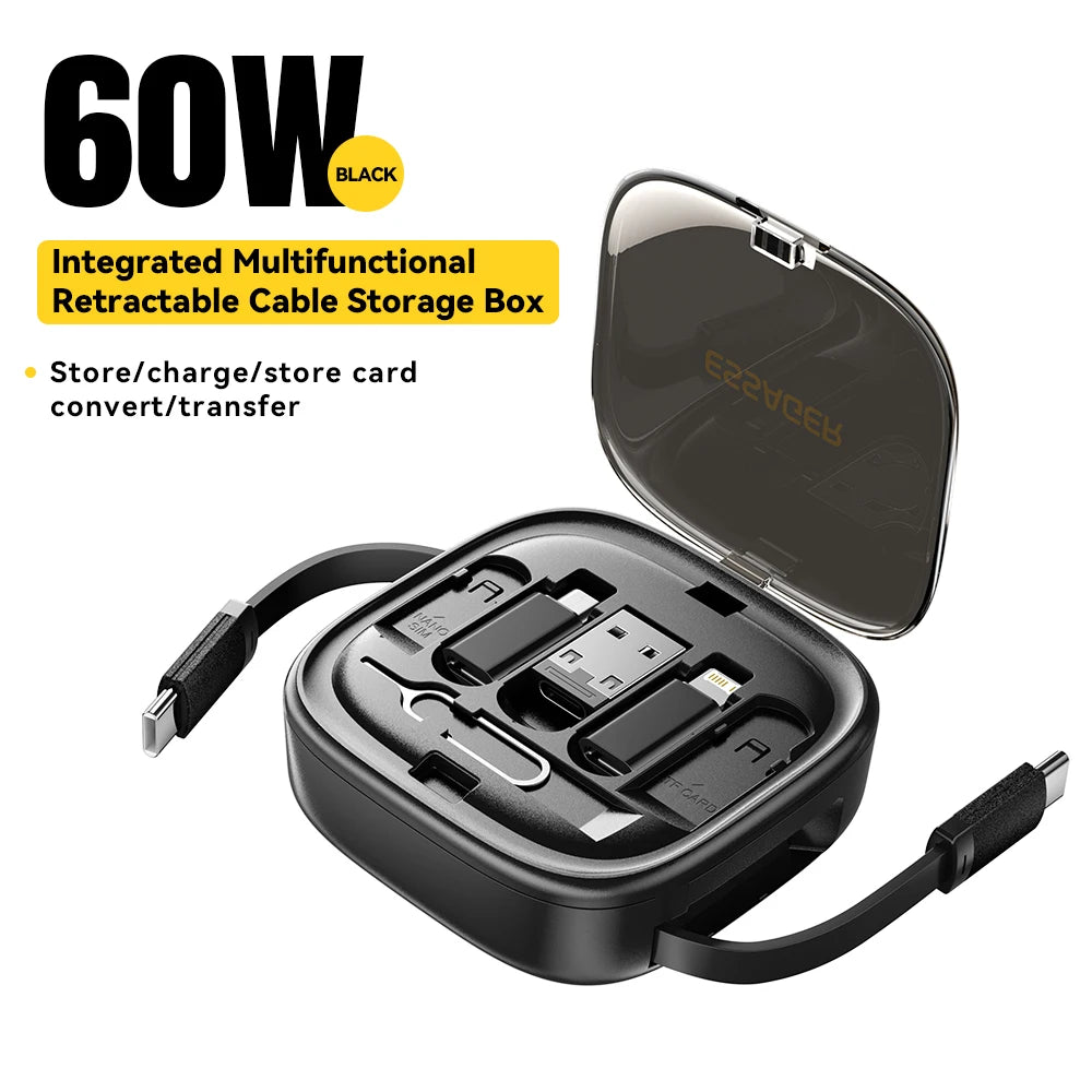 Micro Lightning Cable Fast USB 60W Charger for Travel Storage Box