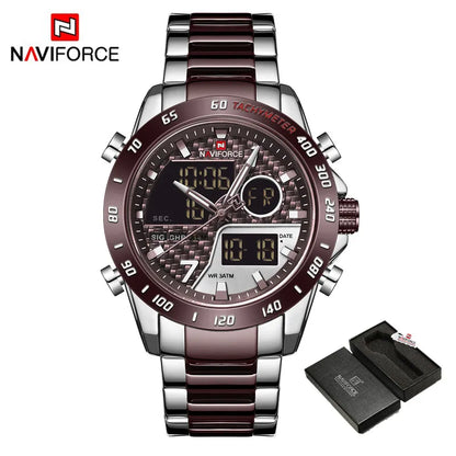 NAVIFORCE Men's Digital Sport Watch | LED Quartz Waterproof Luminous Military Style
