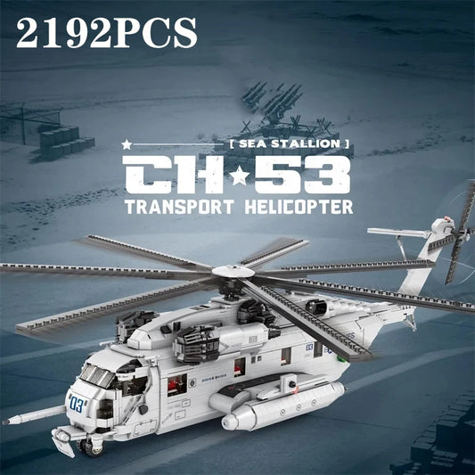 2192PCS CH-53E Transport Helicopter Building Blocks Army Plane Military Fighter Model Assembly Bricks Kids DIY Toys Holiday Gift-EXPROTAS