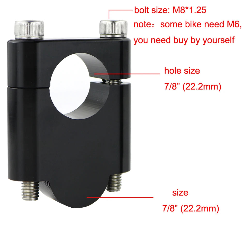 22mm 7/8in Fat Bar Handlebar Riser Clamps for Honda CRF150/230L/250L/300L XR250R/600R/650L