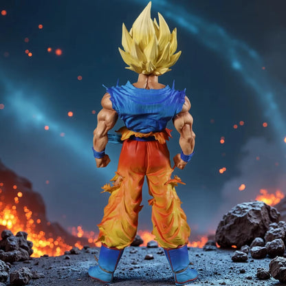27cm Dragon Ball Z Goku Figure Super Saiyan PVC Model with Interchangeable Head Gift