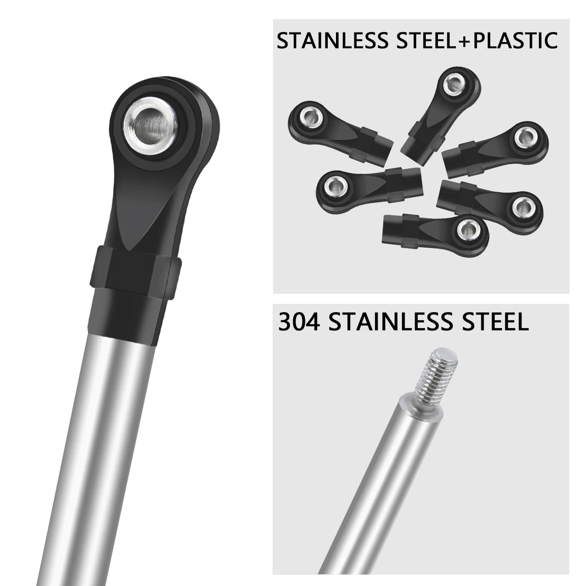 1/10 RC Crawler Steering Linkage Rod 313mm Metal for SCX10 II 90046 Car