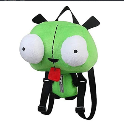 Alien Invader Plush Backpack Zim 3D Eyes Stuffed Robot Toy Green Bag