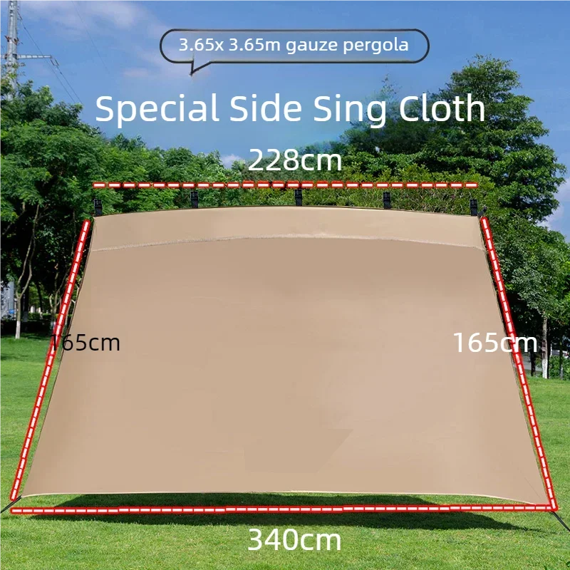 3.65m Canopy Side Walls Silver Coated Waterproof Sunshade Outdoor Gazebo Panels