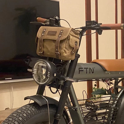Waxed Canvas Motorcycle Saddlebag Waterproof Vintage Retro Side Bag - EXPROTAS