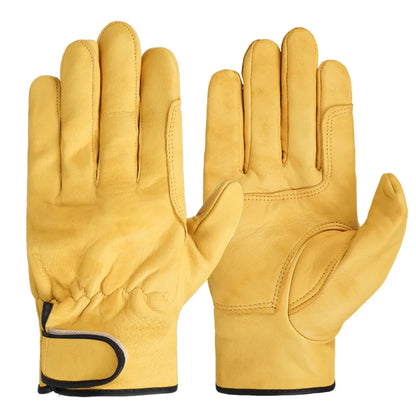 Leather Work Gloves Driver Lorry Fleece Lined Safety Truck Welding Pairs