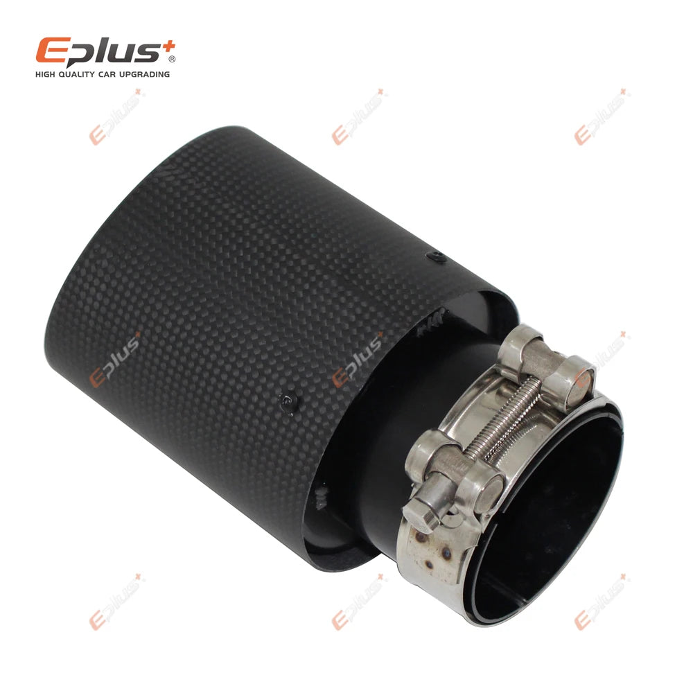 Matte Carbon Fiber Exhaust Tip Black Stainless Crimped Universal Muffler