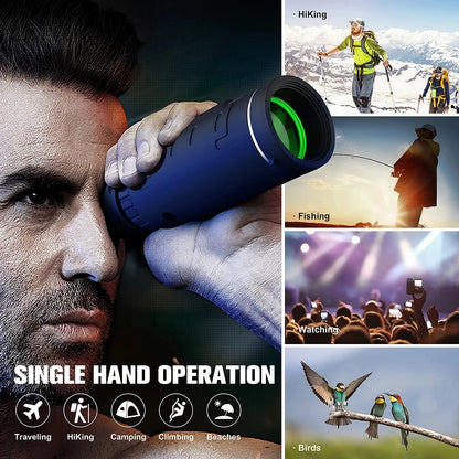 40x60 HD Monocular Telescope Phone Adapter Waterproof Pocket Hunting Camping