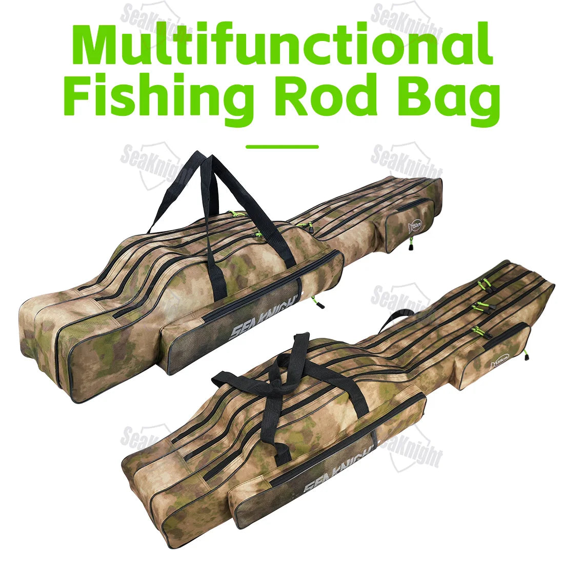 Fishing Rod Bag Portable 3-Layer Foldable Storage Case for Reel Tackle Gear