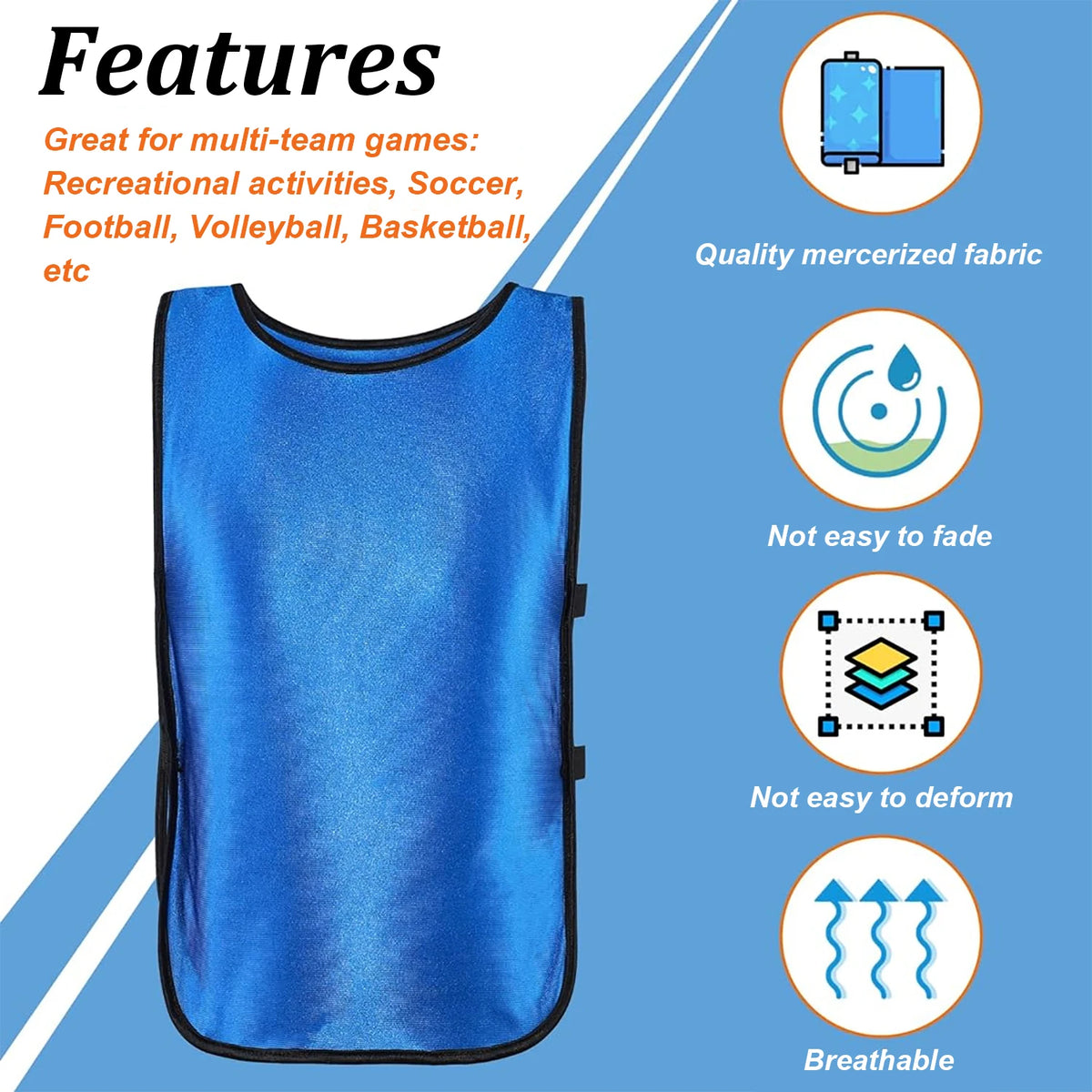 6PCS Pinnies Quick Drying Soccer Football Training Vests Youth Sports