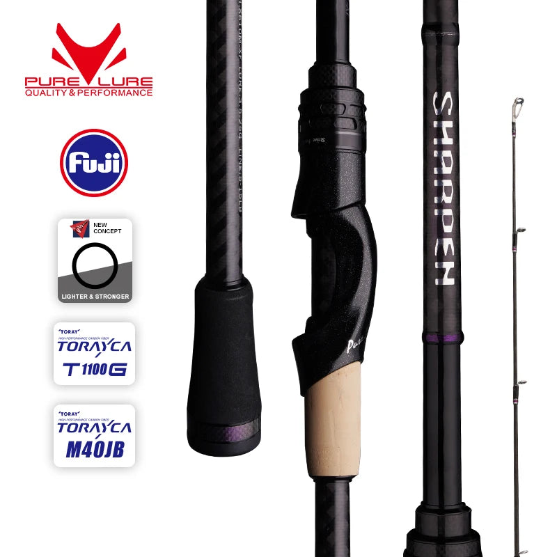 PURELURE SHARPEN Travel Rod XF/MF Action Spinning Casting Rod w/ FUJI Parts