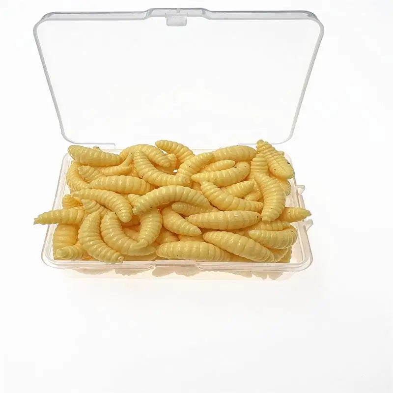 100Pcs Grub Soft Fishing Lures Silicone Worm Bait 2cm 0.3g Artificial