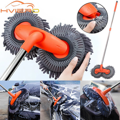 Car Wash Brush Microfiber Mop Sponge Auto Cleaning Accessories Adjustable