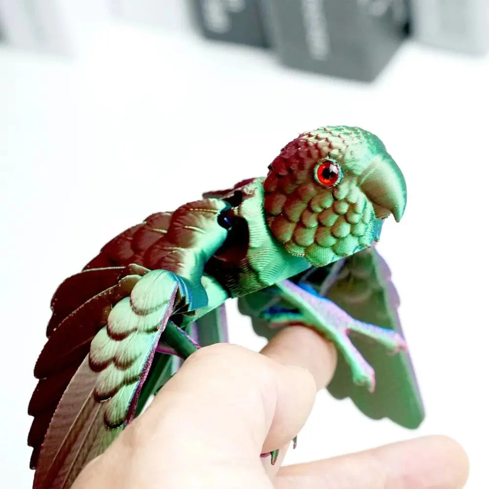 3D Printed Parrot Animal Statue Bird Flexible Model with Moveable Wings
