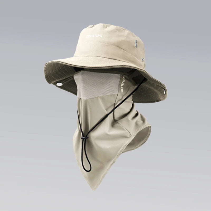 Outdoor Activities Sun Hat with Foldable Brim & Face Mask for Protection