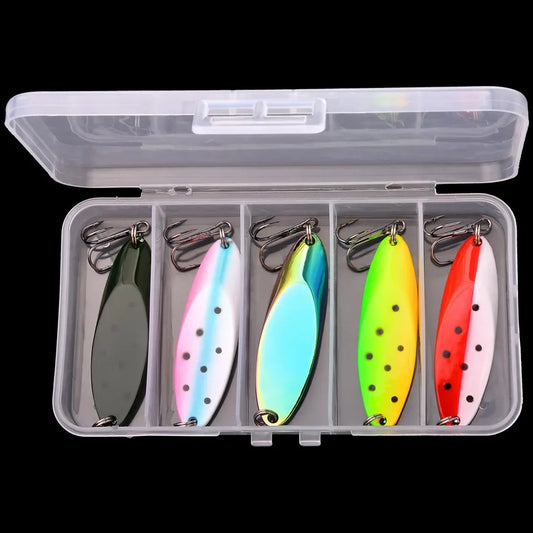 Box Treble Hooks 5PCS Gold Fishing Tackle Set with Sequins