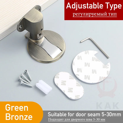 KAK Adjustable Magnetic Door Stop Punch-Free Zinc Alloy Holder Hidden Doorstop