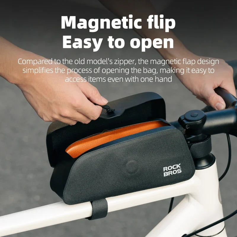 Top Tube Bag Waterproof Magnetic Bike Frame Front Cycling Storage 0.9L