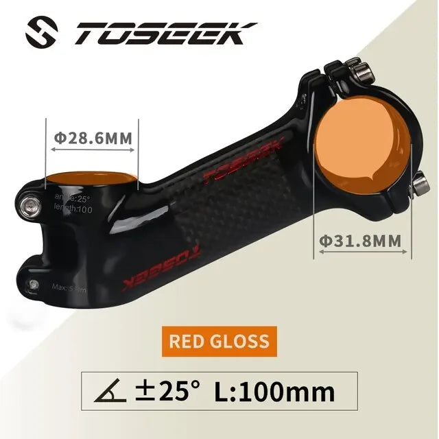 TOSEEK Carbon MTB Handlebar Stem 31.8mm 10/17/25/35 Degree Bike Stem