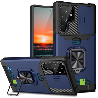 Armour Ring Phone Case for Samsung S21 S22 S23 S24 Ultra Note20 Card Slot