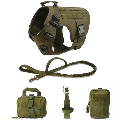 Tactical Military Vest Dog Harness & Leash Set for German Shepherds All Breeds