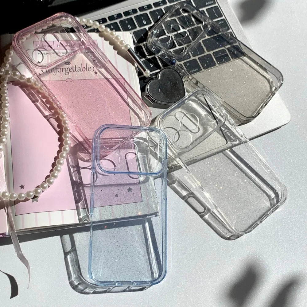 Ultra Thin Glitter Clear Case for iPhone 13-17 Air Pro Max Plus TPU Cover