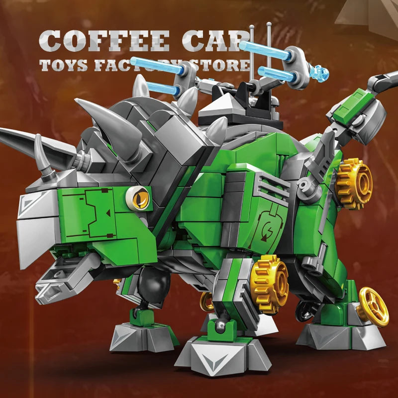 MOC T-Rex Mech Dragon 3D Dinosaur Building Blocks Triceratops Robot Model Gift