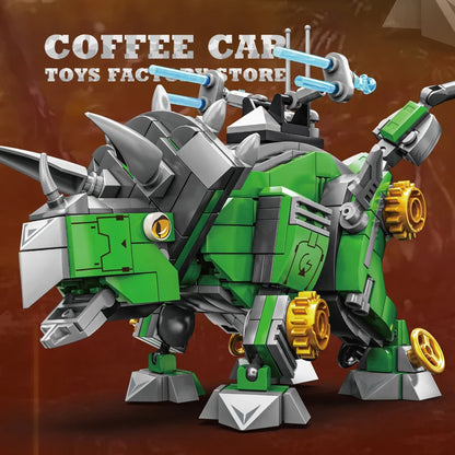 MOC T-Rex Mech Dragon 3D Dinosaur Building Blocks Triceratops Robot Model Gift