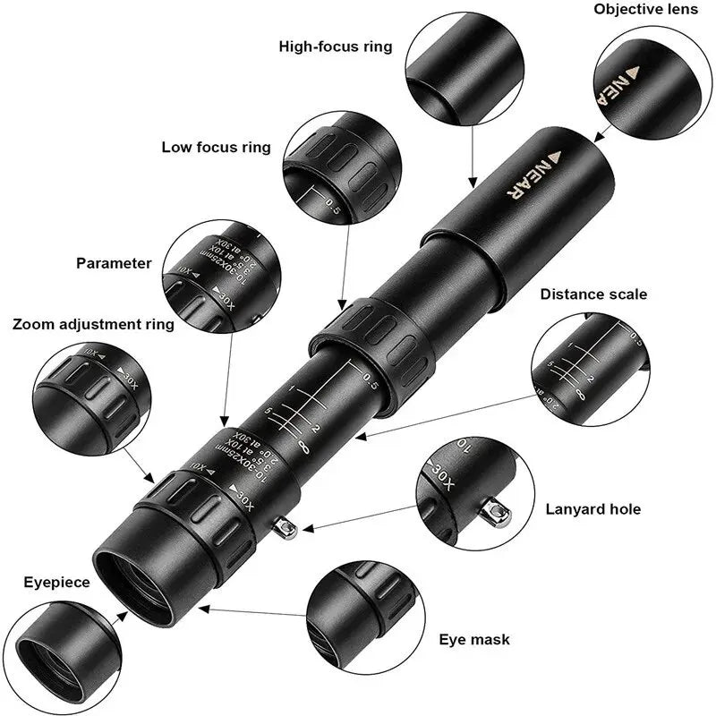 HD Portable 10-300x40 Binoculars Telescope Long Range Night Vision Monocular